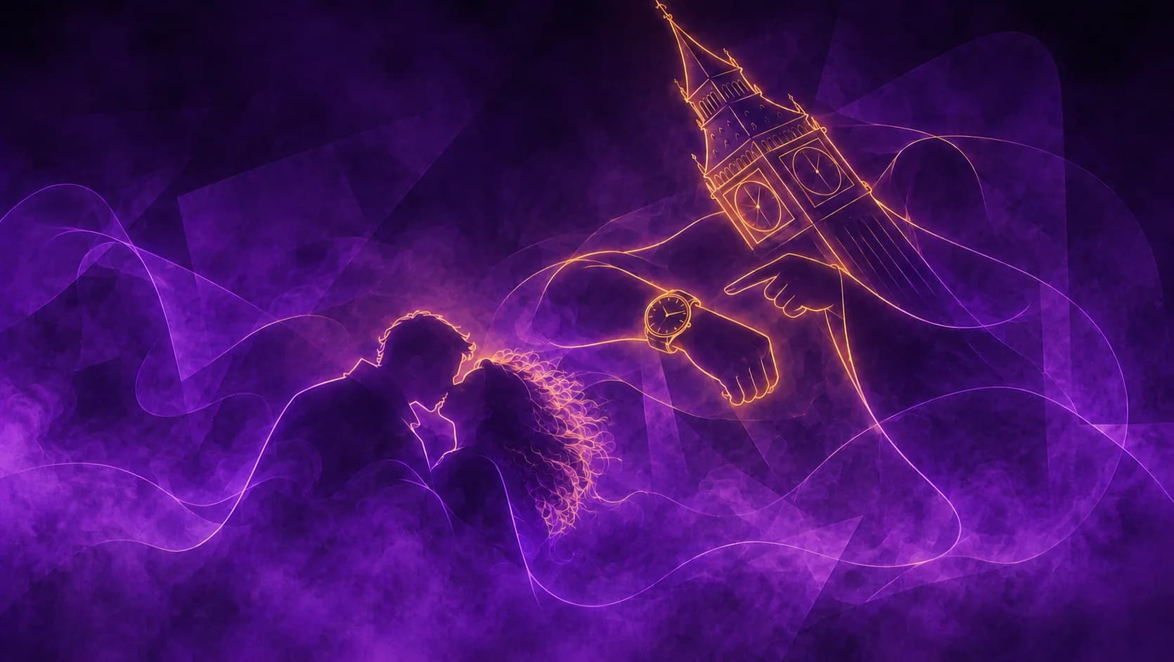 Neon Kiss Beneath London Time